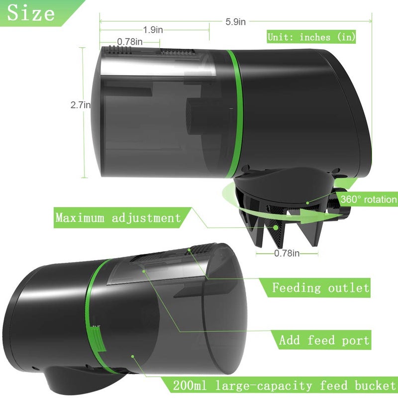 TOPBRY Automatic Fish Feeders - Digital Auto Aquarium Feeder with USB Rechargeable Timer and Fish Food Dispenser - Image 3